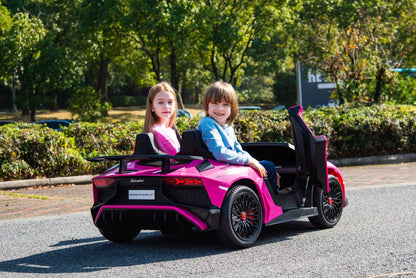 24V Lamborghini Aventador 2 Seater Ride On Car for Kids: Advanced Brushless Motor & Differential for High-Octane Fun   Freddo Toys Canada