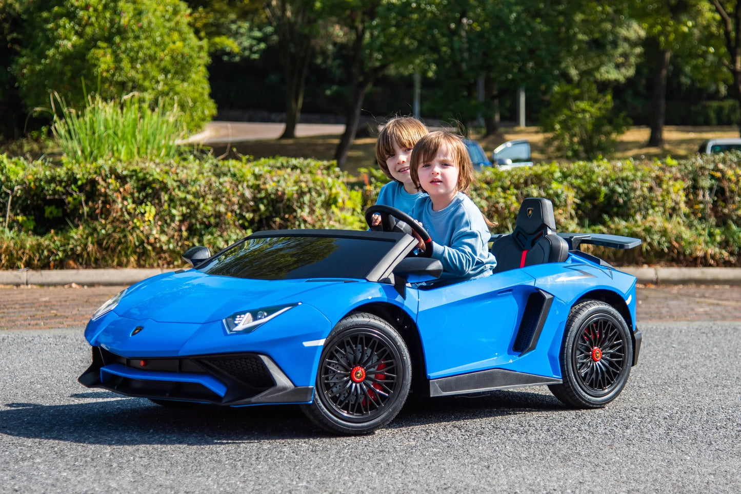 24V Lamborghini Aventador 2 Seater Ride On Car for Kids: Advanced Brushless Motor & Differential for High-Octane Fun   Freddo Toys Canada