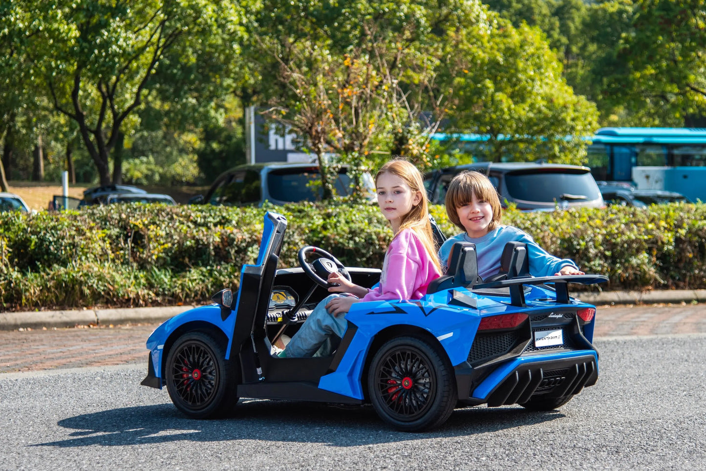 24V Lamborghini Aventador 2 Seater Ride On Car for Kids: Advanced Brushless Motor & Differential for High-Octane Fun   Freddo Toys Canada