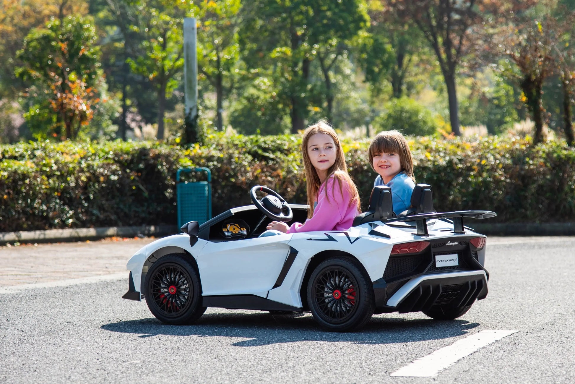 24V Lamborghini Aventador 2 Seater Ride On Car for Kids: Advanced Brushless Motor & Differential for High-Octane Fun   Freddo Toys Canada