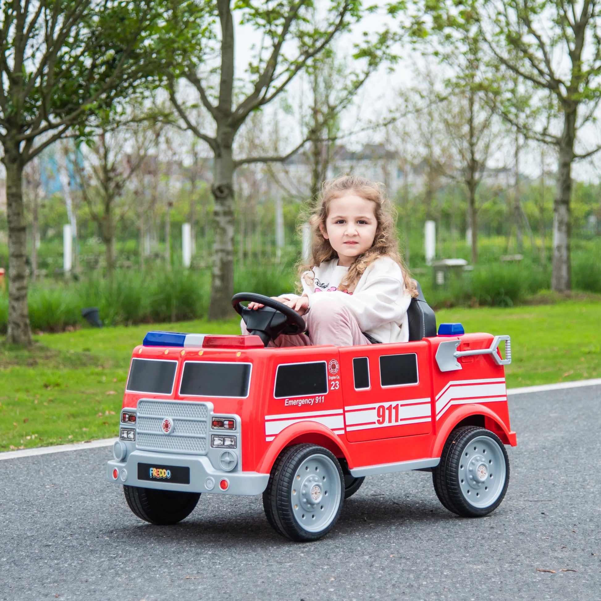 12V Freddo Fire Truck 1 Seater Ride on   Freddo Toys Canada